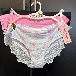 Juicy Couture 3 pack No Panty Lines Panties,Butterfly pink/black lace